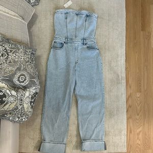 Strapless denim jumpsuit